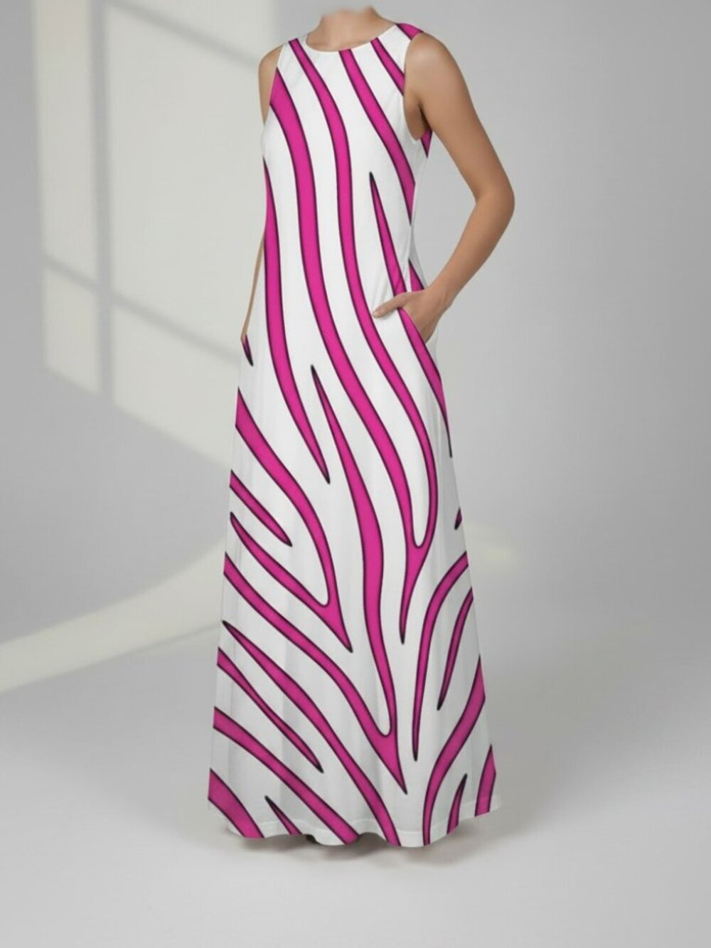Hot Pink White Stripes Elise Maxi Dress – Preorder